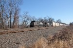 NS 9537 leads train 21G west along the Susquehanna River